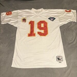 Throwback Kansas Chiefs Joe Montana #19 NFL Football Jersey Men's Size 56 White